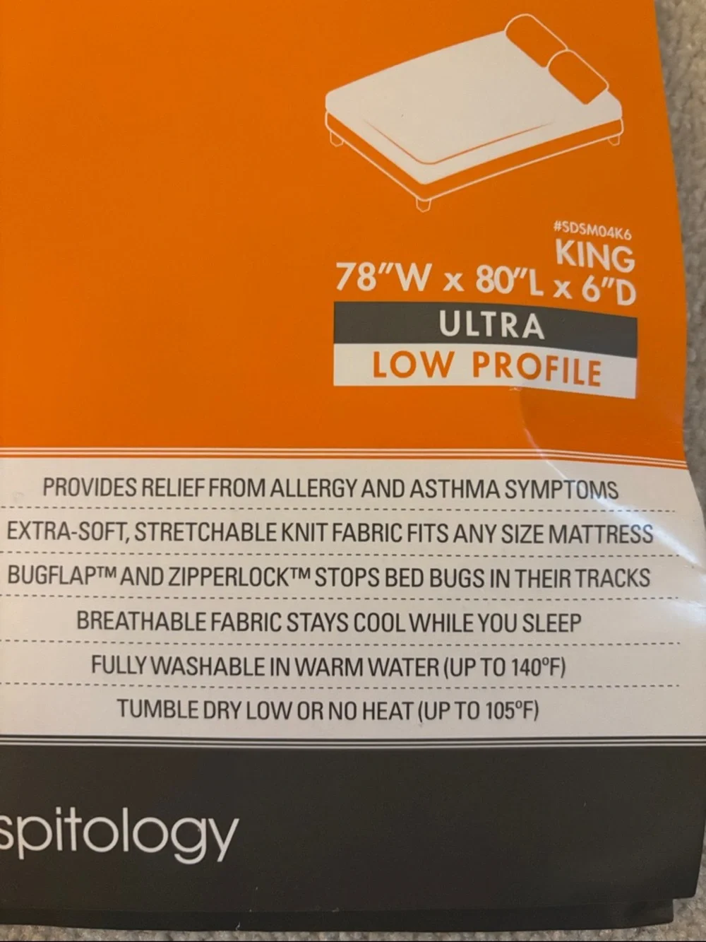 Hospitology king low profile mattress encasement waterproof, allergen proof
